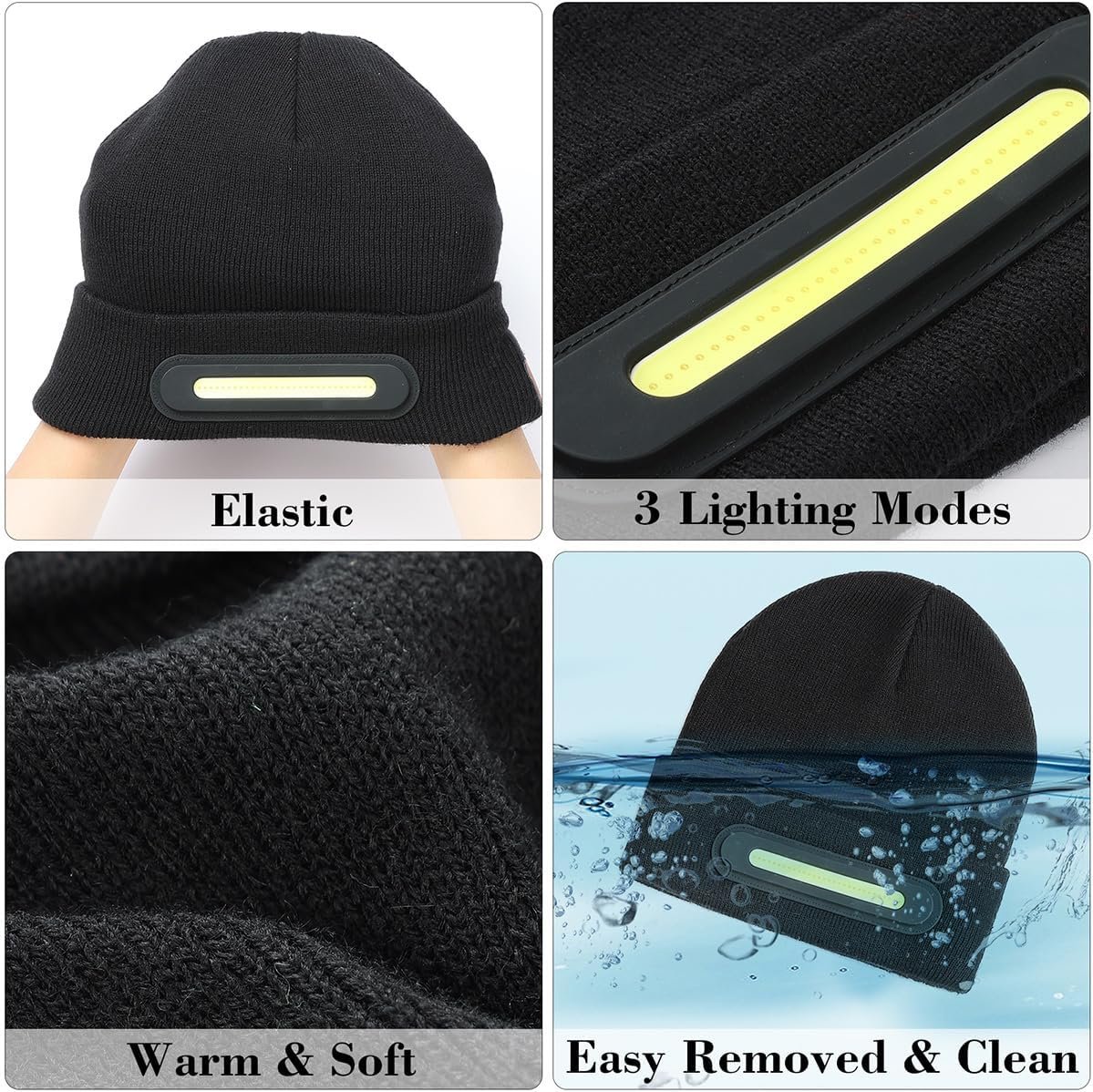 RANCOVY LED Beanie with Light, Unisex USB Rechargeable Headlamp Beanie Flashlight Beanie Hat for Men Women - Image 4
