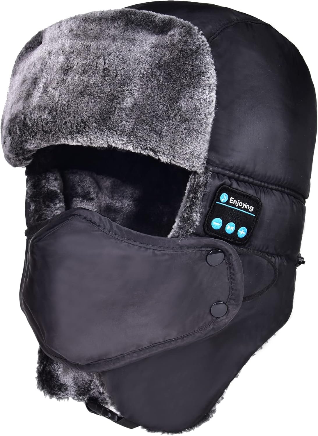 Trapper Hat Bluetooth Warm Winter hat Ski Mask for Men Women, Faux Fur Russian Hat with Speaker Headphones Earflap - Image 2