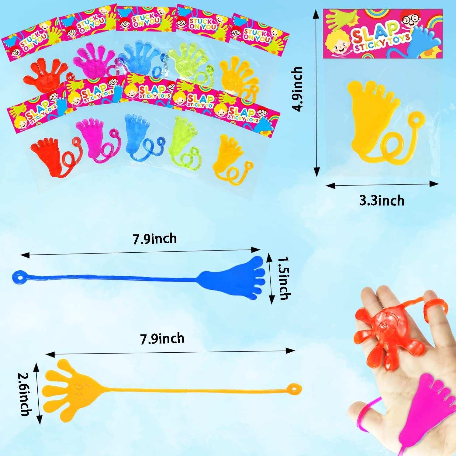 Sticky Hands & Feet Party Favors Supplies for Kids (20 PCS), Christmas Birthday Pinata Goodie Bag Stocking Stuffers Fillers for Toddlers, Classroom Students Treats Prizes Toys Gifts for Boys Girls - Image 5