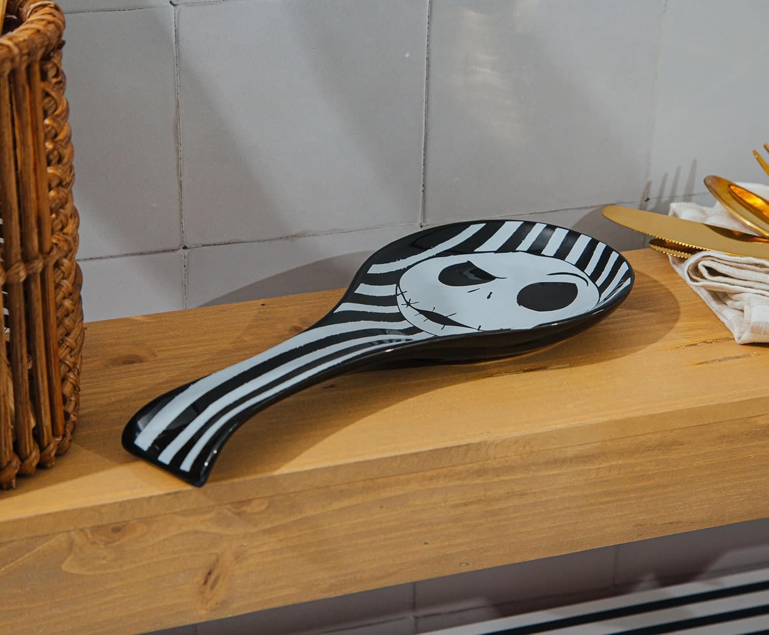 Disney The Nightmare Before Christmas Jack Skellington Ceramic Spoon Rest Holder | Kitchen Organizer For Utensils To Keep Countertop Clean - Image 9