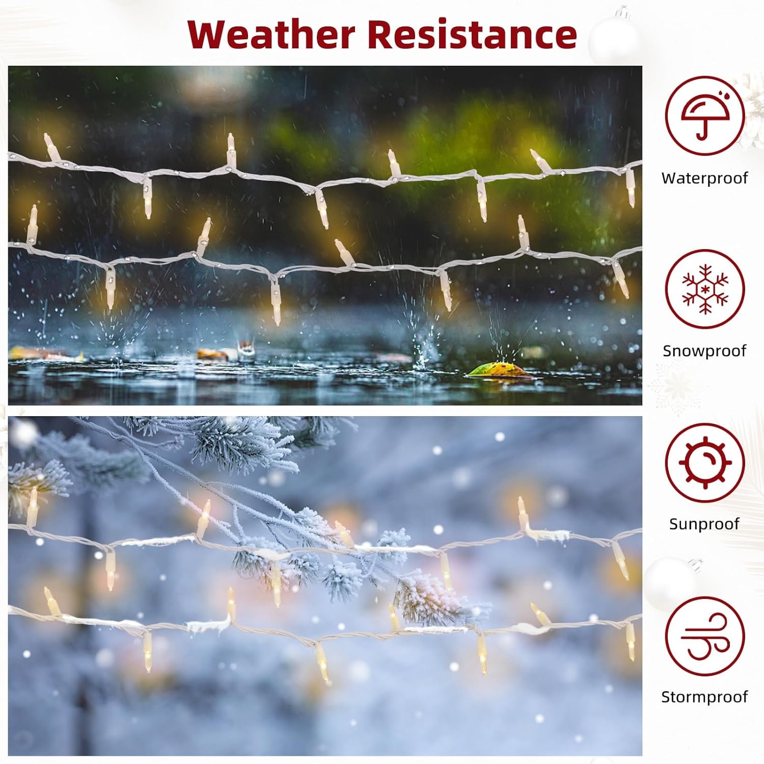 Christmas Lights, 33FT 120 LED Clear Christmas Tree Lights with White Wire, UL Certified Mini String Lights, Waterproof Xmas Fairy Lights Connectable for Indoor Outdoor Patio Party Decor, Warm White - Image 9