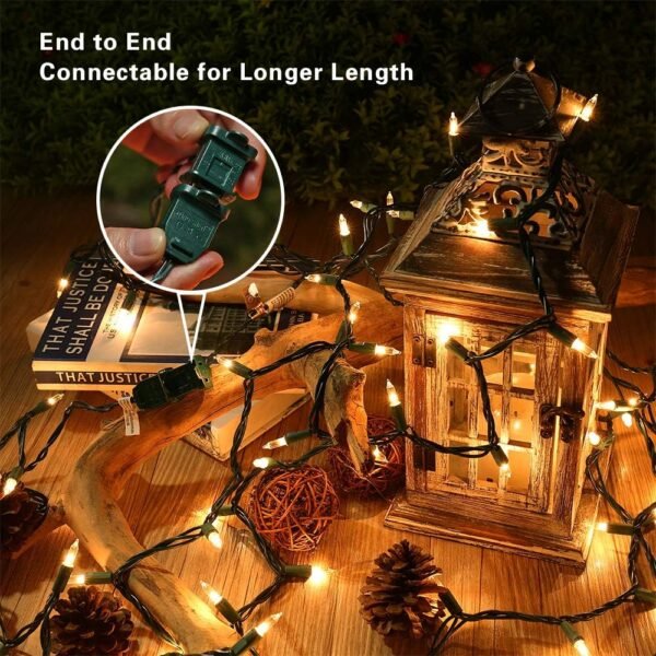 Christmas Lights, 21.63ft 100 Count Incandescent Clear Christmas Lights, UL Certified Outdoor Christmas Mini Light Connectable, Green Wire Tree Light Indoor for Home Party Decor, Warm White - Image 4