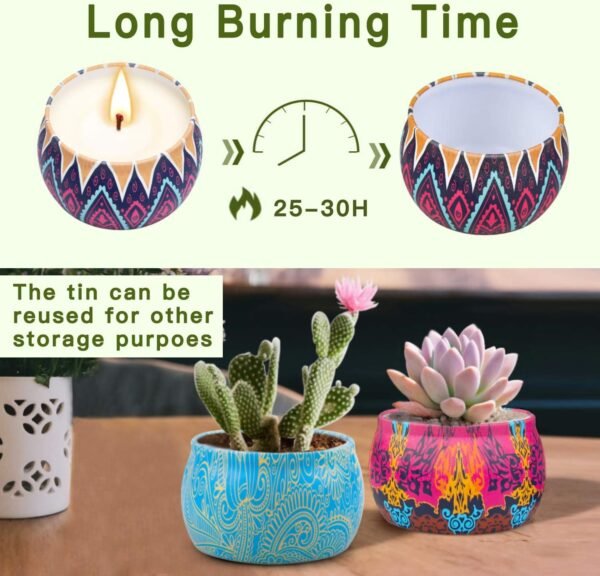 Scented Candles Gifts Set for Women, Aromatherapy Candles for Home Scented, Upgraded Large Tin of Soy Candle Lavender Candle Birthday Gifts for Women Mom Bath Spa Meditation Christmas Gifts Candles - Image 8