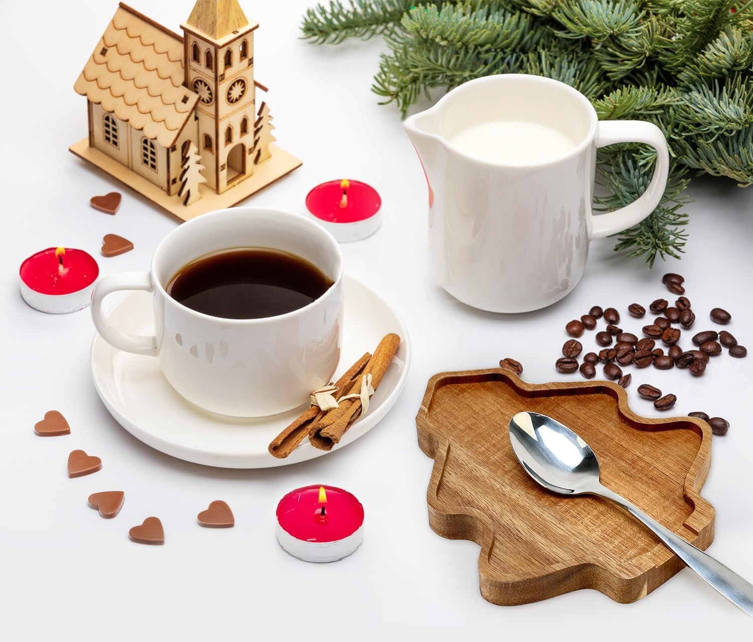 Tree Christmas Spoon Rest for Counter Acacia Wood Spoon Holder Christmas Kitchen Decor Gifts Farmhouse Large Cooking Utensils Holder for Stove Top Wooden Xmas Spoon Rest Spatula Holiday Spoon Rest - Image 3