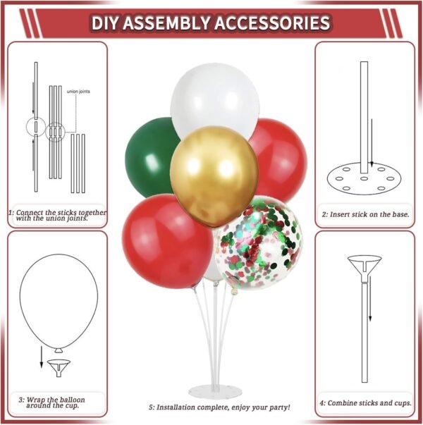 331 Pcs Christmas Decorations Indoor, Christmas Party Decor Supplies - "MERRY CHRISTMAS" Banner, Fringe Curtain, Swirls, Balloon, Photo Porps, Tableware with Christmas for 25 Guests - Image 7