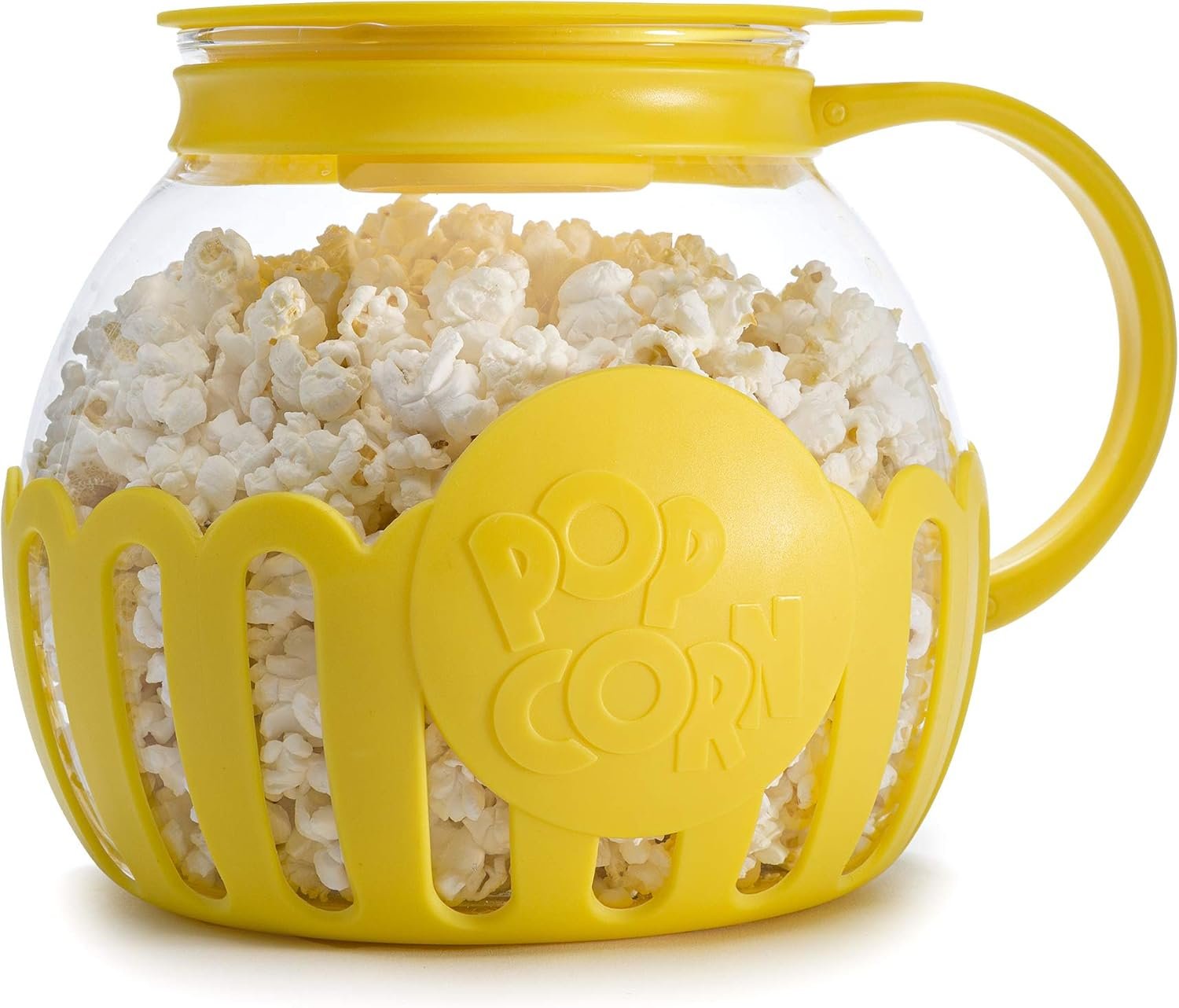 Ecolution Patented Micro-Pop Microwave Popcorn Popper with Temperature Safe Glass, 3-in-1 Lid Measures Kernels and Melts Butter, Made Without BPA, Dishwasher Safe, 3-Quart, Yellow - Image 2