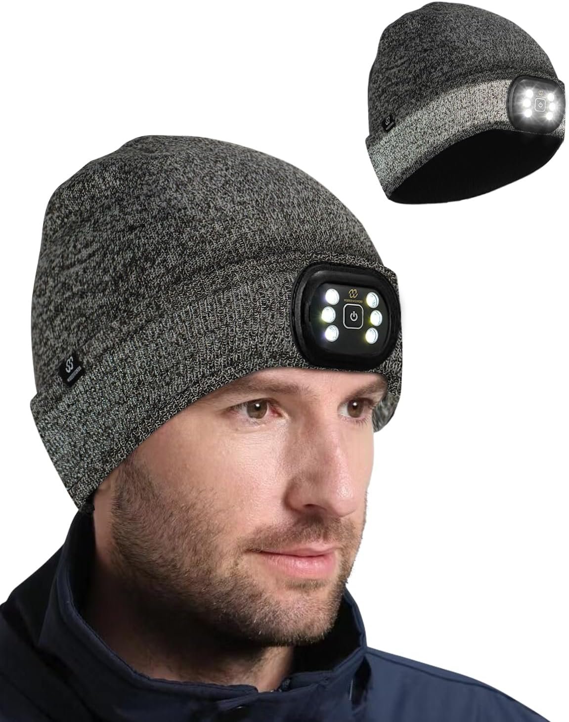 LED Beanie with Light for Men, 3 Modes Headlamp Beanie Hat, Rechargable Removable USB, Gift - Image 2