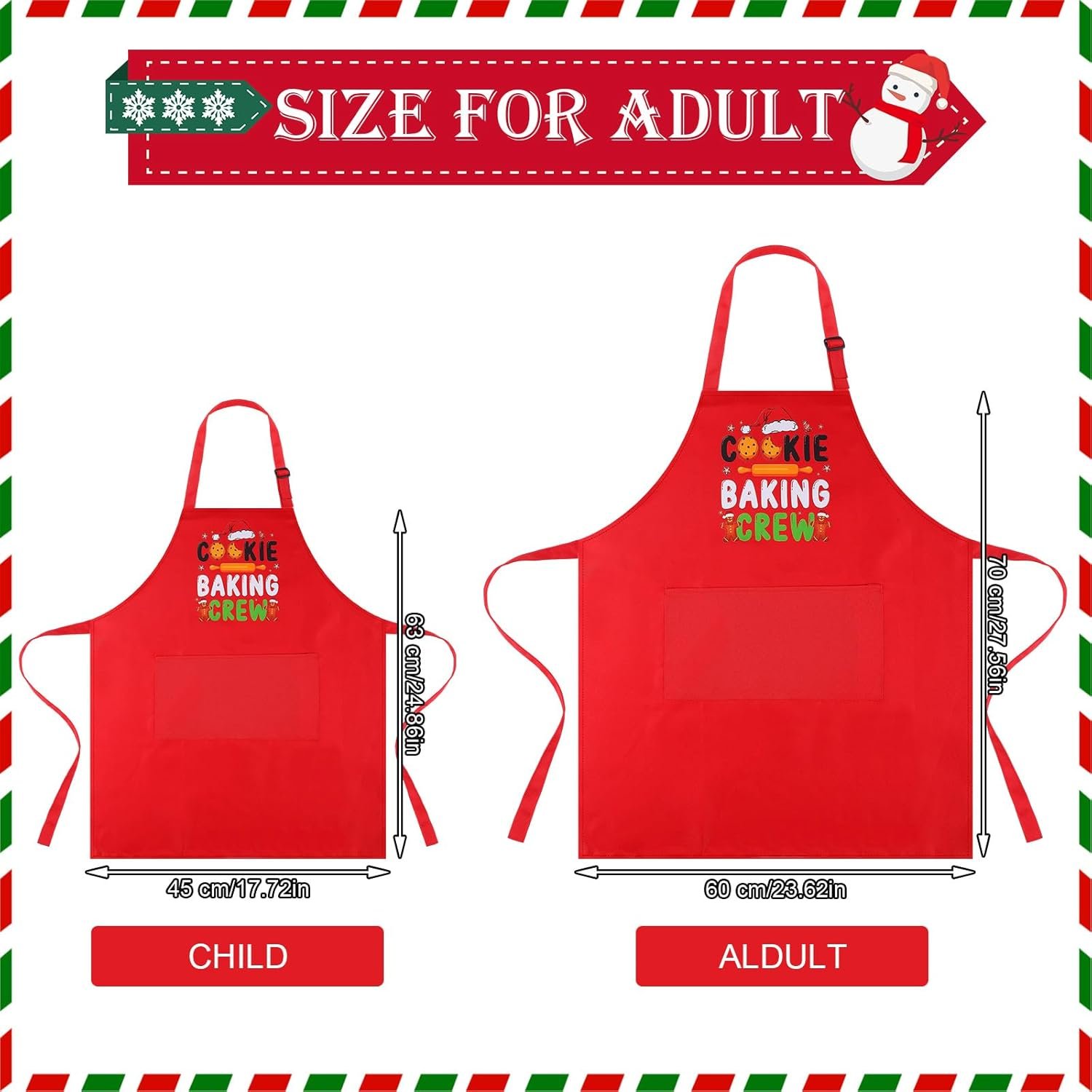Suhine 4 Pack Christmas Matching Aprons Christmas Baking Crew Kitchen Apron for Family Cooking Baking - Image 3