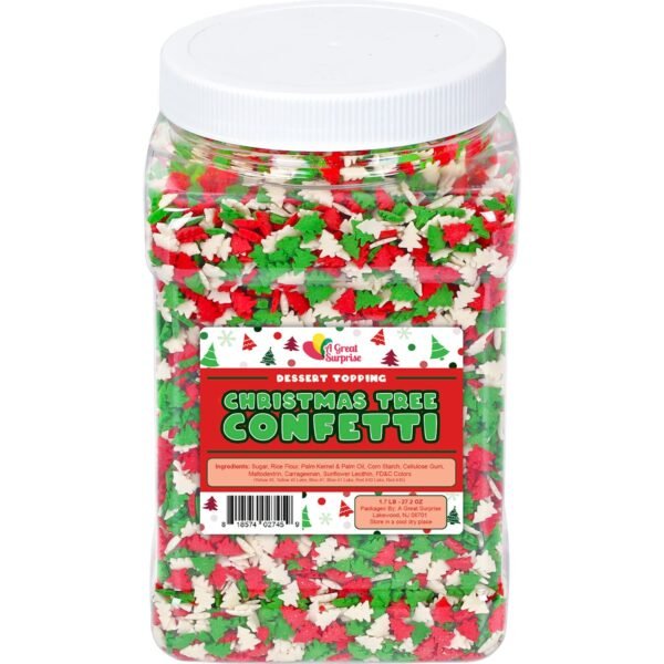 Christmas Tree Sprinkles - 1.7 Pounds - Bulk Red and Green Confetti Sprinkles - Holiday Sprinkles for Cookie Decorating - Christmas Jimmies for Gingerbread Cookies, Baking, Cupcakes - Image 9