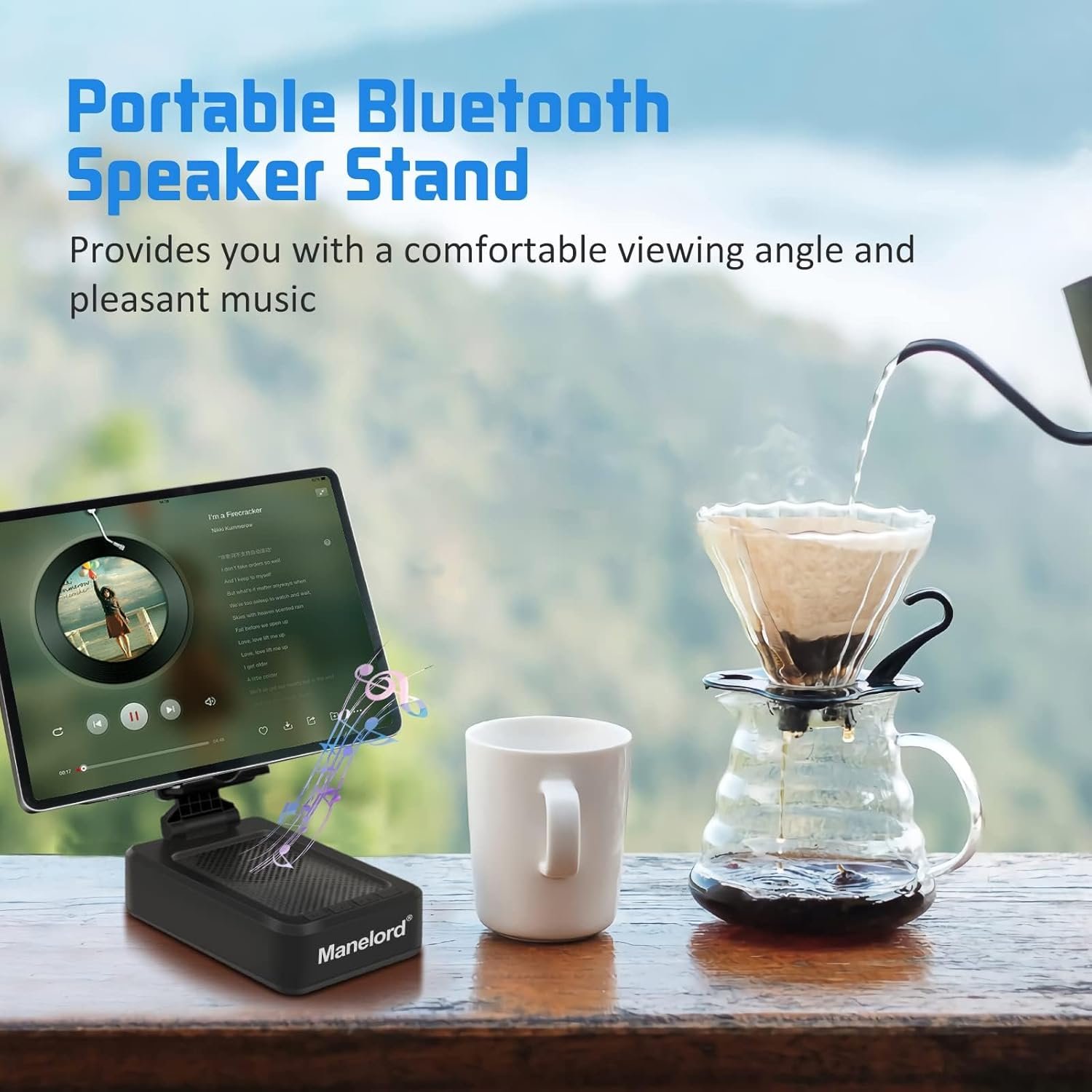Cell Phone Stand with Wireless Bluetooth Speaker Compatible for iPhone/Samsung/iPad Tablet, Anti-Slip Design Phone Stand with HD Surround Sound for Home,Office,Outdoor etc. - Image 4