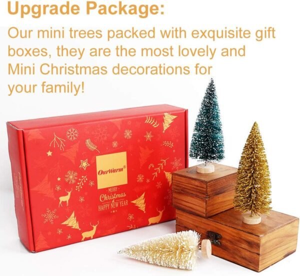 AerWo 24Pcs Mini Christmas Trees Bottle Brush Trees with Wood Base, Christmas Village Trees for Tabletop Christmas Decor Holiday Winter Decorations - Image 4