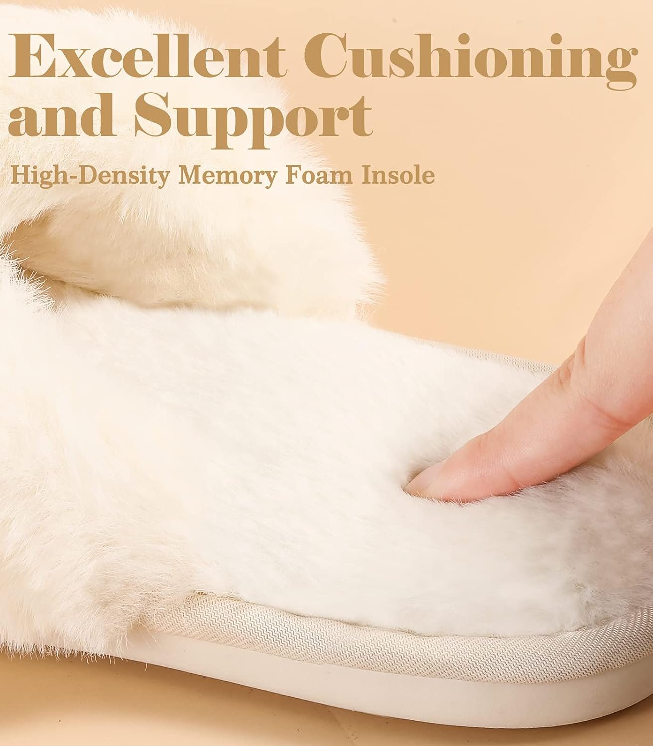 Ankis Womens Fuzzy Memory Foam Slippers Cross Band Cozy Plush Home Slippers Fluffy Furry Open Toe House Shoes Indoor Outdoor Slide Slipper - Image 5