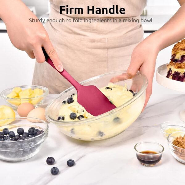 600ºF Heat Resistant Silicone Spatulas: U-Taste Upgraded Flexible Food Grade Silicon Baking Scraper, Food Grade Rubber Kitchen Cooking Mixing Utensils for Nonstick Cookware Set of 4 (Multicolors) - Image 6