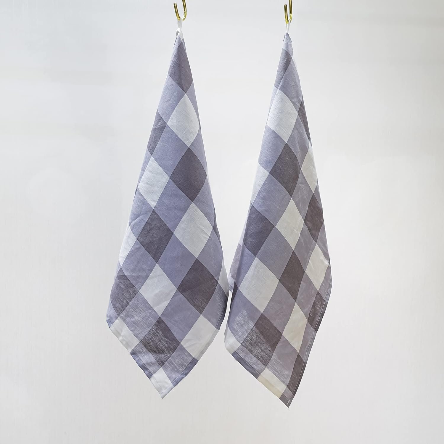 100% Linen Kitchen Towels 20 x 30 inch Gray/White Buffalo Check - Set of 2 Pack, Natural Flax Washable Tea Towels, Highly Absorbent Dish Towels, Super Soft Multi-Purpose Hand Towels - Image 2