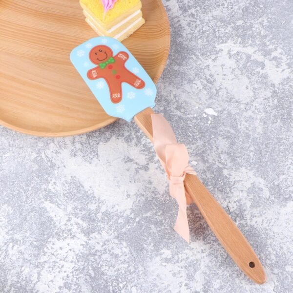 Christmas Silicone Spatula Gingerbread Spatula: 2 Pack Christmas Cake Decorating Spatula, Gingerbread Man Pattern Xmas Cake Spatula with Wooden Handle for Kitchen Mixing Baking Cooking - Image 10
