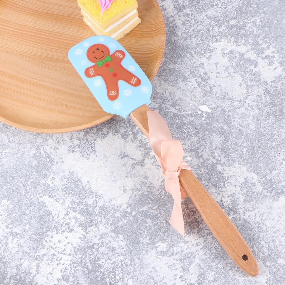 Christmas Silicone Spatula Gingerbread Spatula: 2 Pack Christmas Cake Decorating Spatula, Gingerbread Man Pattern Xmas Cake Spatula with Wooden Handle for Kitchen Mixing Baking Cooking - Image 10