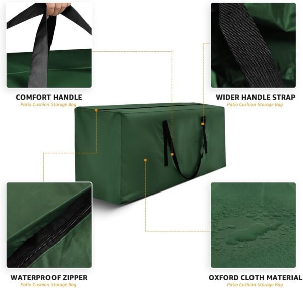 Storage Bag 2 Pack,Cushion Storage Bag Fits Up to 12 ft Tall Artificial Disassembled Trees, Heavy Duty Xmas Tree Bag, Outdoor Cushion Storage Bag with Zippers and Handles 68" L X 30" W X 20" - Image 5