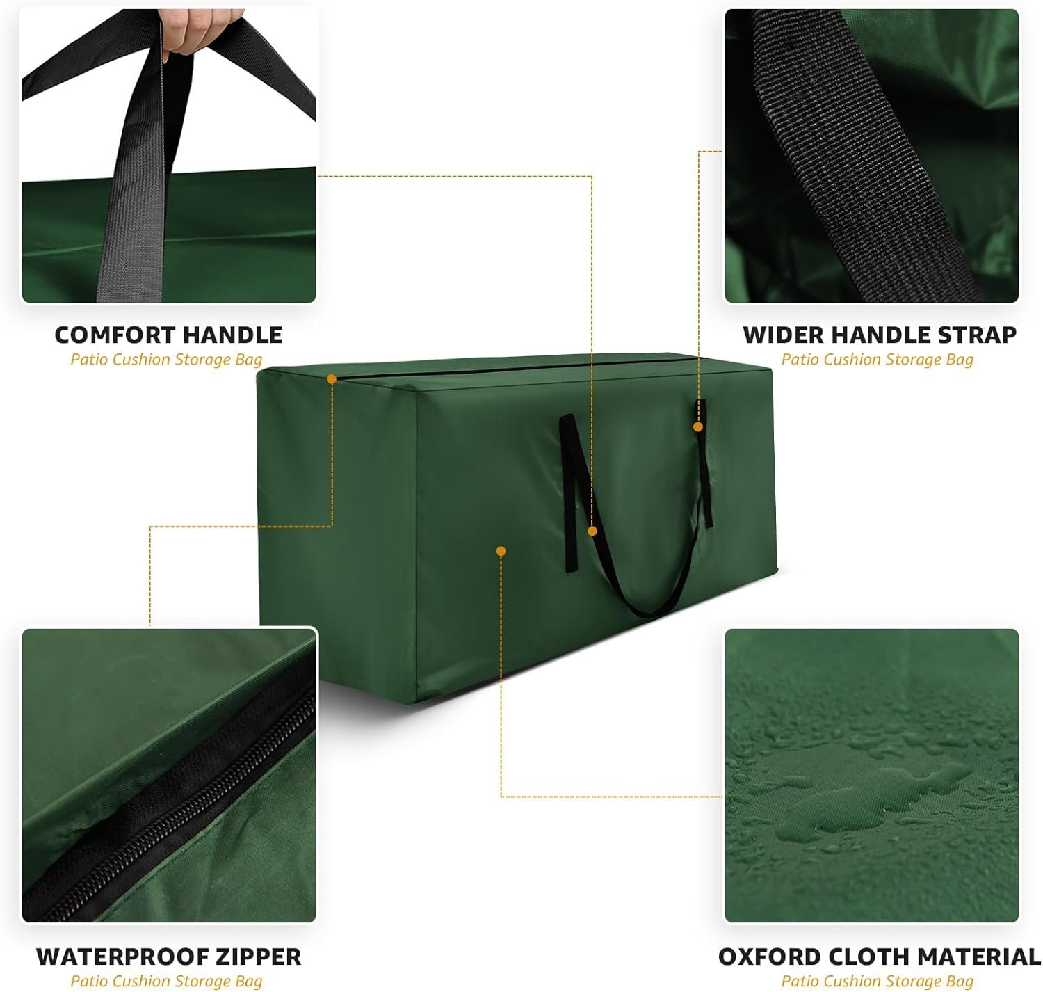 Storage Bag 2 Pack,Cushion Storage Bag Fits Up to 12 ft Tall Artificial Disassembled Trees, Heavy Duty Xmas Tree Bag, Outdoor Cushion Storage Bag with Zippers and Handles 68" L X 30" W X 20" - Image 5
