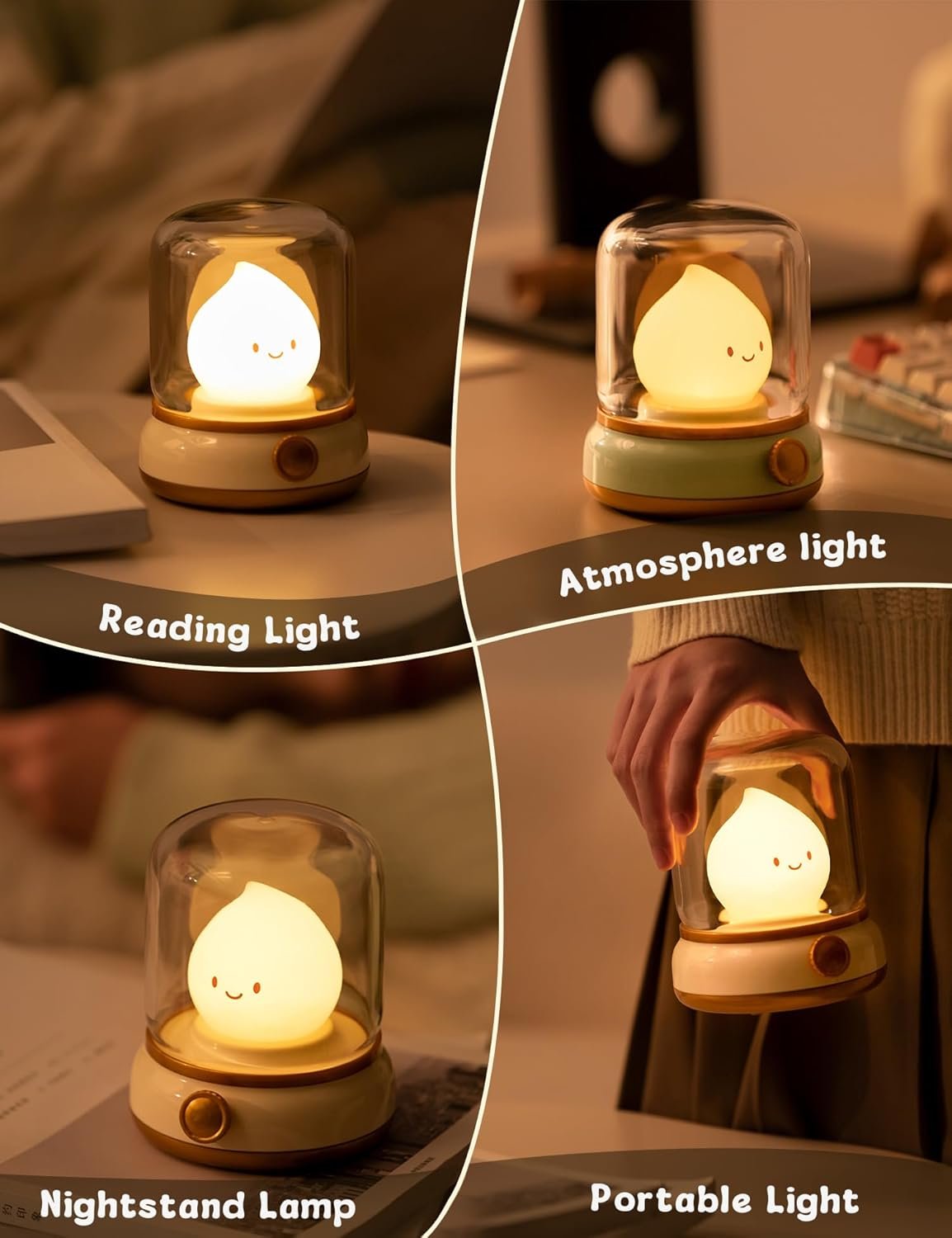 Cute Chibi Flame Lamp,Cozy Lights Mimics Flickering Flame Effect Amber Light,2 Modes Rechargeable Dimming Great ambience Light for Camping, Curing, Decoration,Smoko Light - Image 7