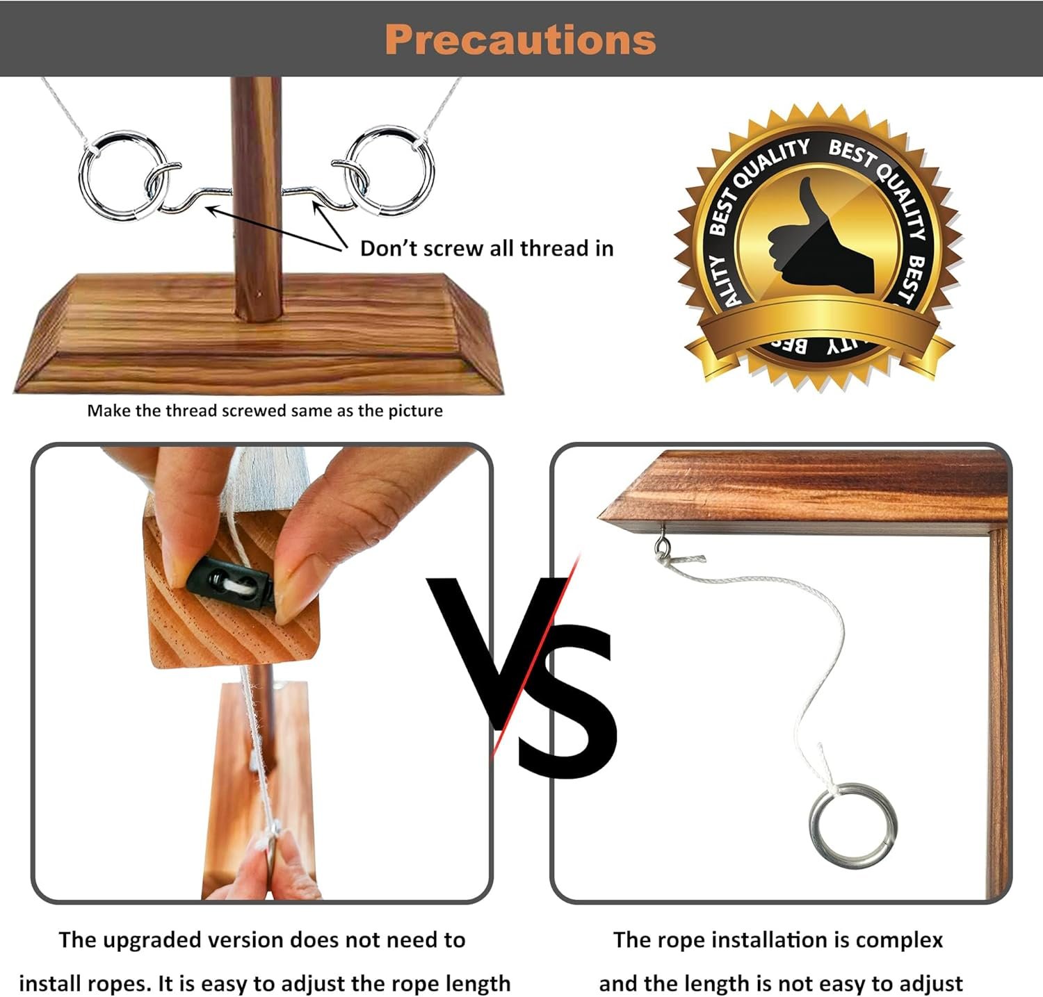 Wooden Ring Toss Game - Classic Hook and Ring Toss Game for Adults - Fun Bar Top Game for Parties and Family Gatherings Christmas Games - Image 6