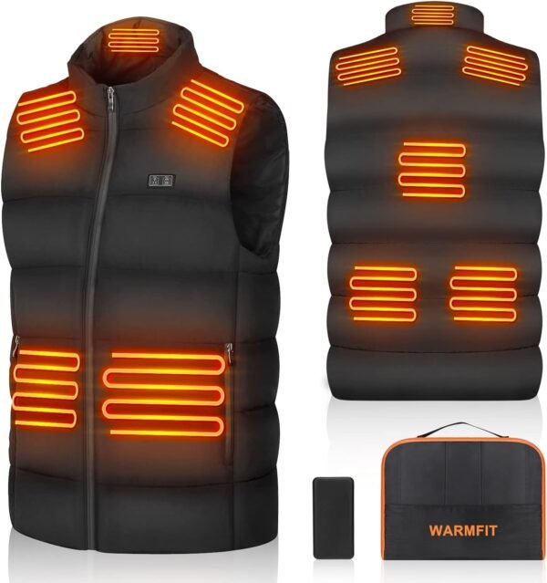 Rechargeable Heated Vest with Battery Pack for Men Women,3 Heating Levels 8 Heating Zones Lightweight Warming Jacket - Image 2