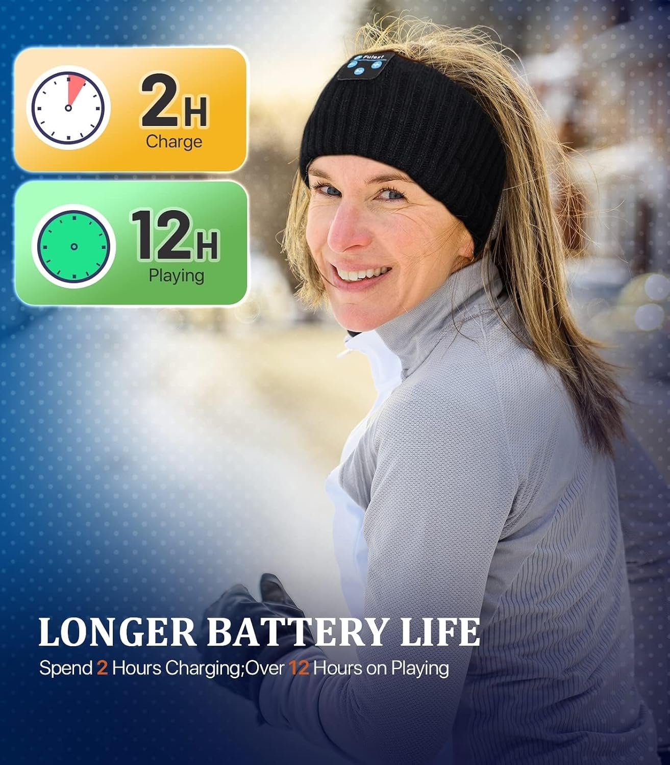 Sleep Headphones Bluetooth Beanie Headband, Wireless Ear Muffs Winter Knit Headphone Headband Ear Warmers Christmas Stocking Stuffers Gifts for Women Men Dad Mom Friend Teens Him Her, Black - Image 3