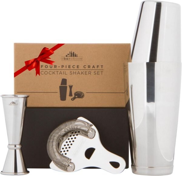 A Bar Above 4-Piece Cocktail Shaker Set for Professional & Home Bar – Premium Bar Kit Gifts Includes Strainer, Japanese Jigger & Boston Shaker Set - Image 2