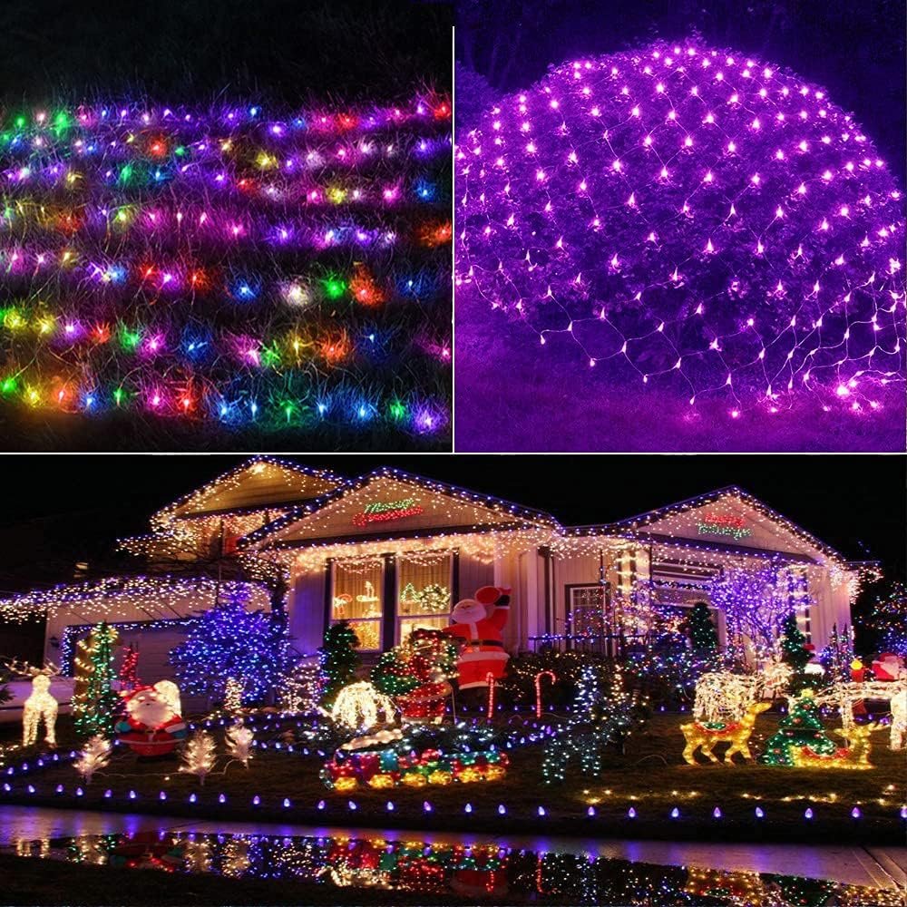 RGB Net Lights, Color Changing Outdoor LED Christmas Mesh Lights, 9.8ft x 6.6ft 204 LED Net Light Halloween Decorations, Connectable Plug in Waterproof Tree Christmas Light Bushes Wedding Garden Decor - Image 8