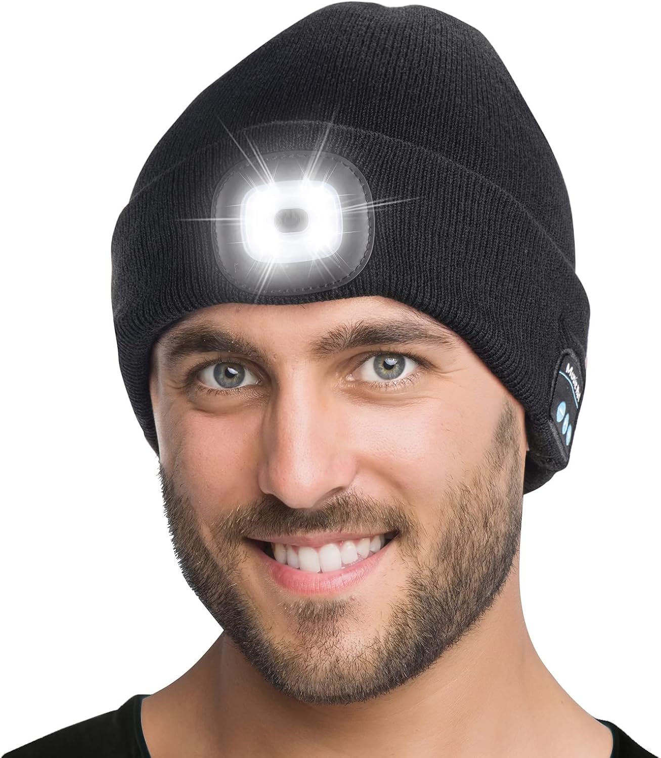 Tutuko Unisex Bluetooth Beanie Hat with Light, Built-in Speaker Mic, Headlamp Cap with Headphones, Tech Gift for Men Women - Image 2