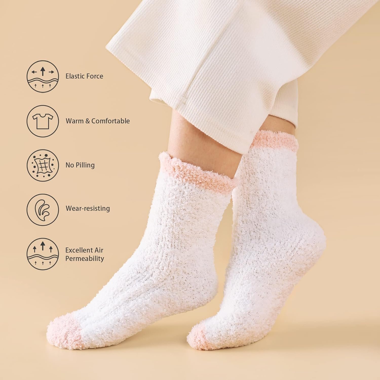 Fuzzy Socks for Women - 5 Pairs Fuzzy Socks Fluffy Socks Cozy Winter Socks for Women Soft Socks Warm Socks Slipper Socks - Image 6