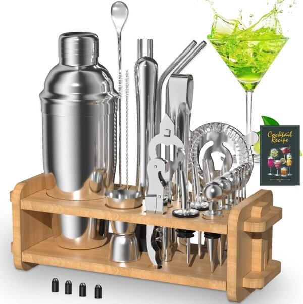 30pcs Mixology Bartender Kit with Stand, 25oz Bar Set Cocktail Shaker Set, Professional Bartending Kit Home Bar Tools Set Bar Accessories Father's Day - Image 9