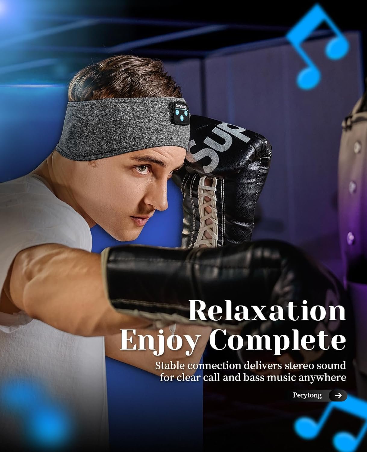 Perytong Sleeping Headphones Bluetooth Headband, Soft Long Time Play Sleeping Headsets with Built in Speakers Perfect for Workout,Running,Yoga,Travel, Darkgray - Image 6