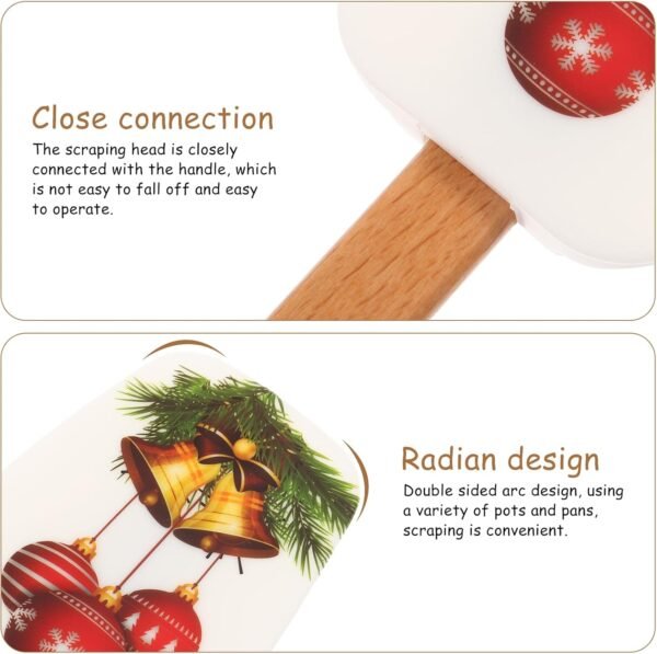 Christmas Spatulas for Baking, 3 Pieces Christmas Spatula Set Kitchen Christmas Silicone Spatula Set with Wooden Handle for Baking Cooking and Christmas Supplies - Image 7