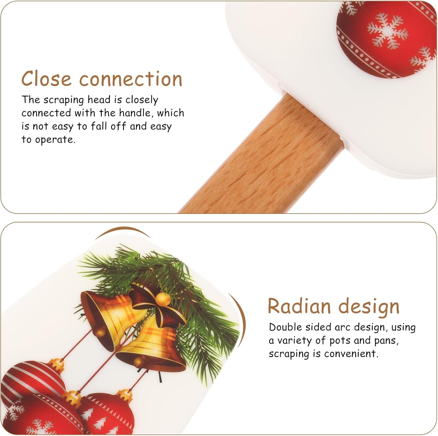 Christmas Spatulas for Baking, 3 Pieces Christmas Spatula Set Kitchen Christmas Silicone Spatula Set with Wooden Handle for Baking Cooking and Christmas Supplies - Image 7