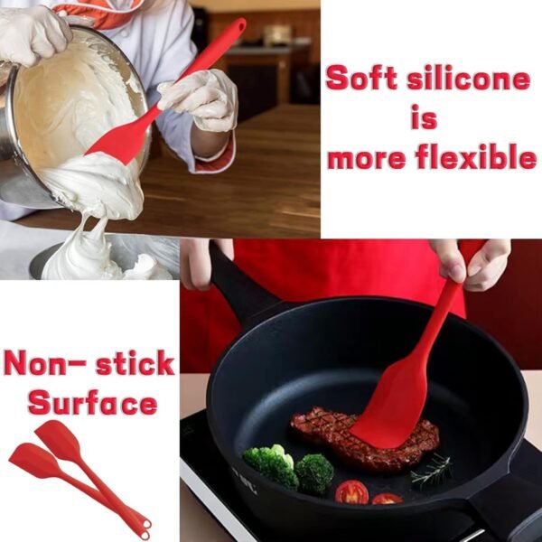 8 Pieces Silicone Spatulas, 8.3 inch Small Spatulas Non-stick Heat-Resistant Non-stick with Stainless Steel Core For Cake Cream Cooking Gadget (Red) - Image 6