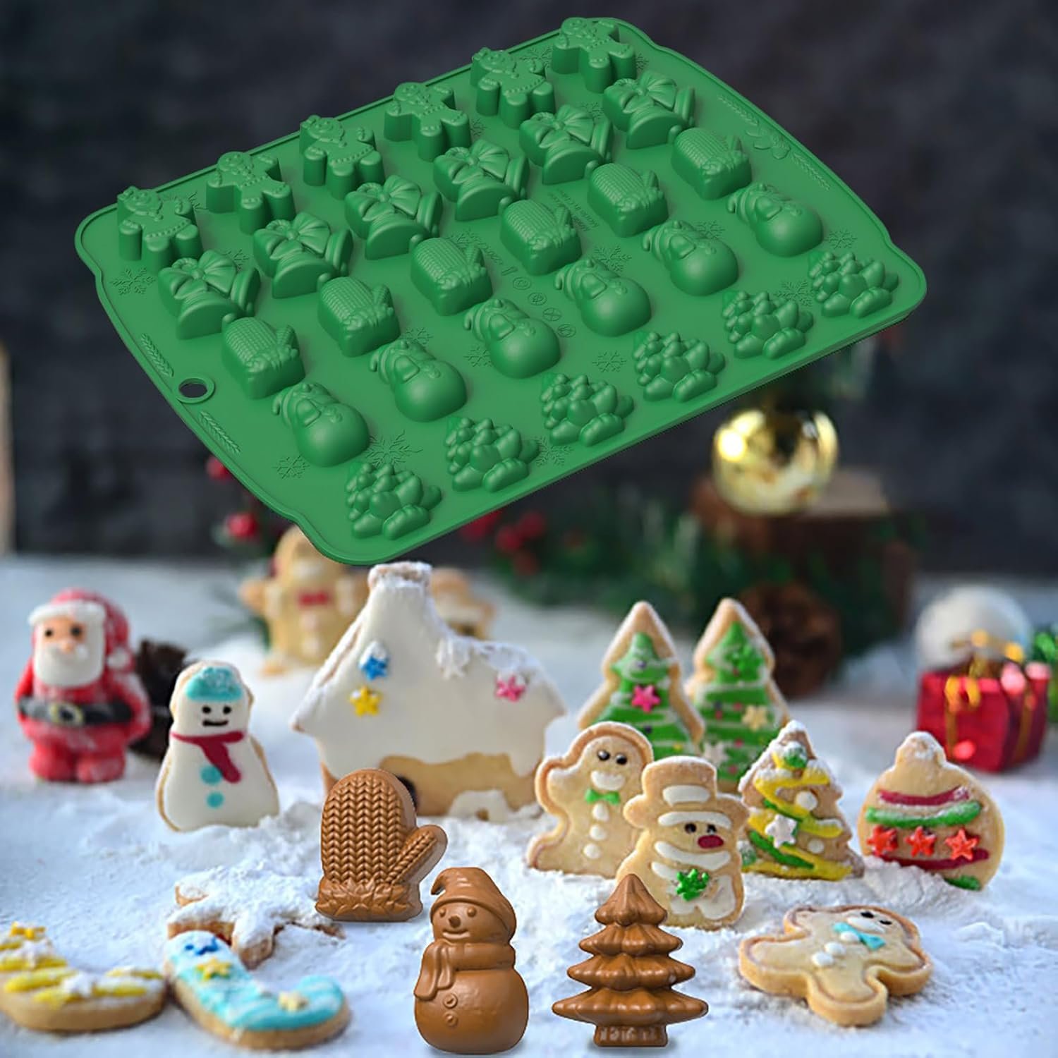 Christmas Chocolate Molds, Silicone Gummy Molds, Mini Christmas Mold for Baking, Chocolate, Gummy, Biscuit, Ice Cube, Jelly(Christmas Set A) - Image 5