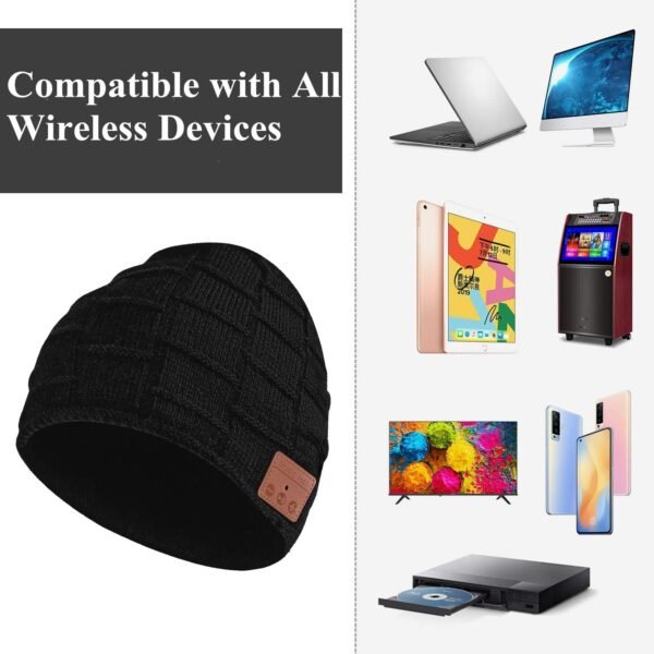 MISERWE Wireless Beanie Hat Unisex Beanie Removable Headphone Cap Suitable for Teenagers Men & Women Black - Image 7