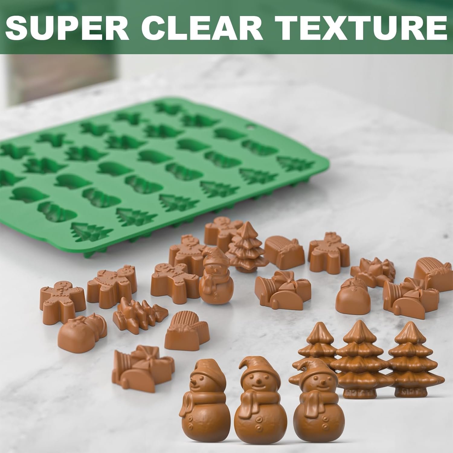 Christmas Chocolate Molds, Silicone Gummy Molds, Mini Christmas Mold for Baking, Chocolate, Gummy, Biscuit, Ice Cube, Jelly(Christmas Set A) - Image 4