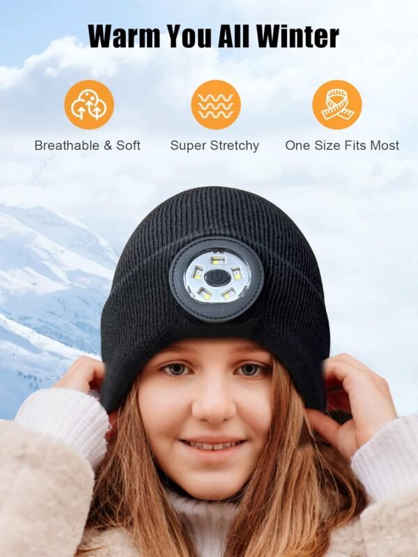 Bluetooth Beanie with Light, LED Beanie Hat with Headphones, Mens Gifts for Christmas Birthday Stocking Stuffers for Men Unique, Cool Tech Gifts for Men Teen Boys Dad Teens Him - Image 7
