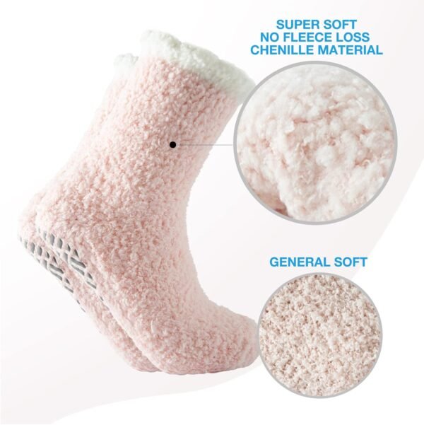 Bulinlulu Fuzzy Socks for Women with Grips Plush Fuzzy Socks Sleep Cozy socks Sleep Socks Winter Soft Fluffy Socks - Image 5