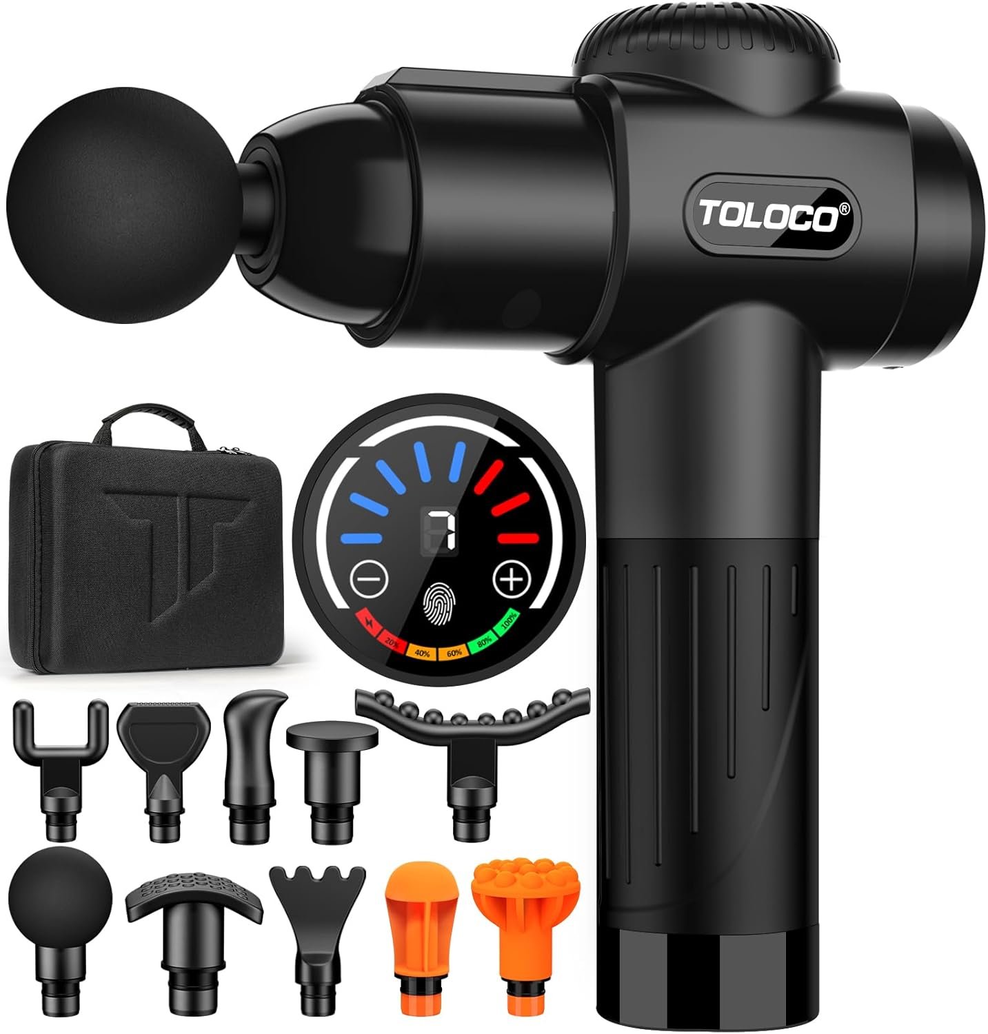 TOLOCO Massage Gun, Deep Tissue Back Massage for Athletes for Pain Relief, Percussion Massager with 10 Massages Heads & Silent Brushless Motor, Black - Image 2