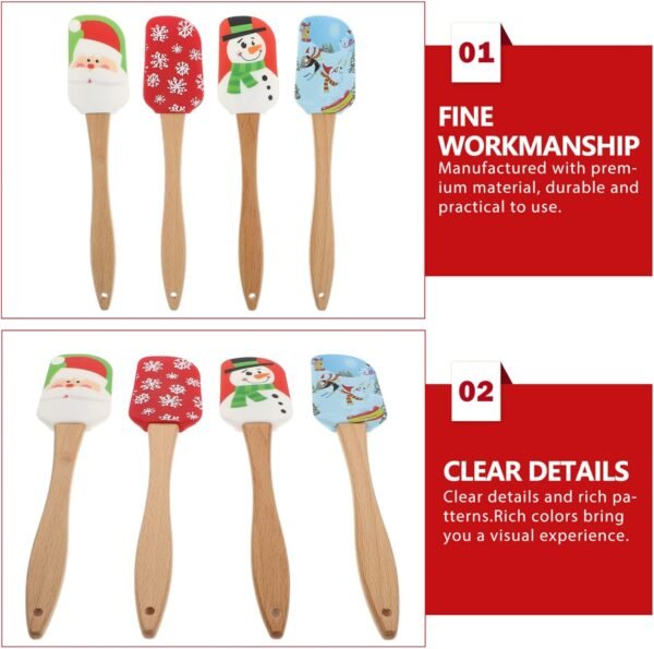 Cabilock 8 pcs Christmas Silicone Spatula-Christmas Baking Spatula with Wooden Handle,Mixing Scraper Christmas Decorating for Kitchen Baking Cookie Cake - Image 10