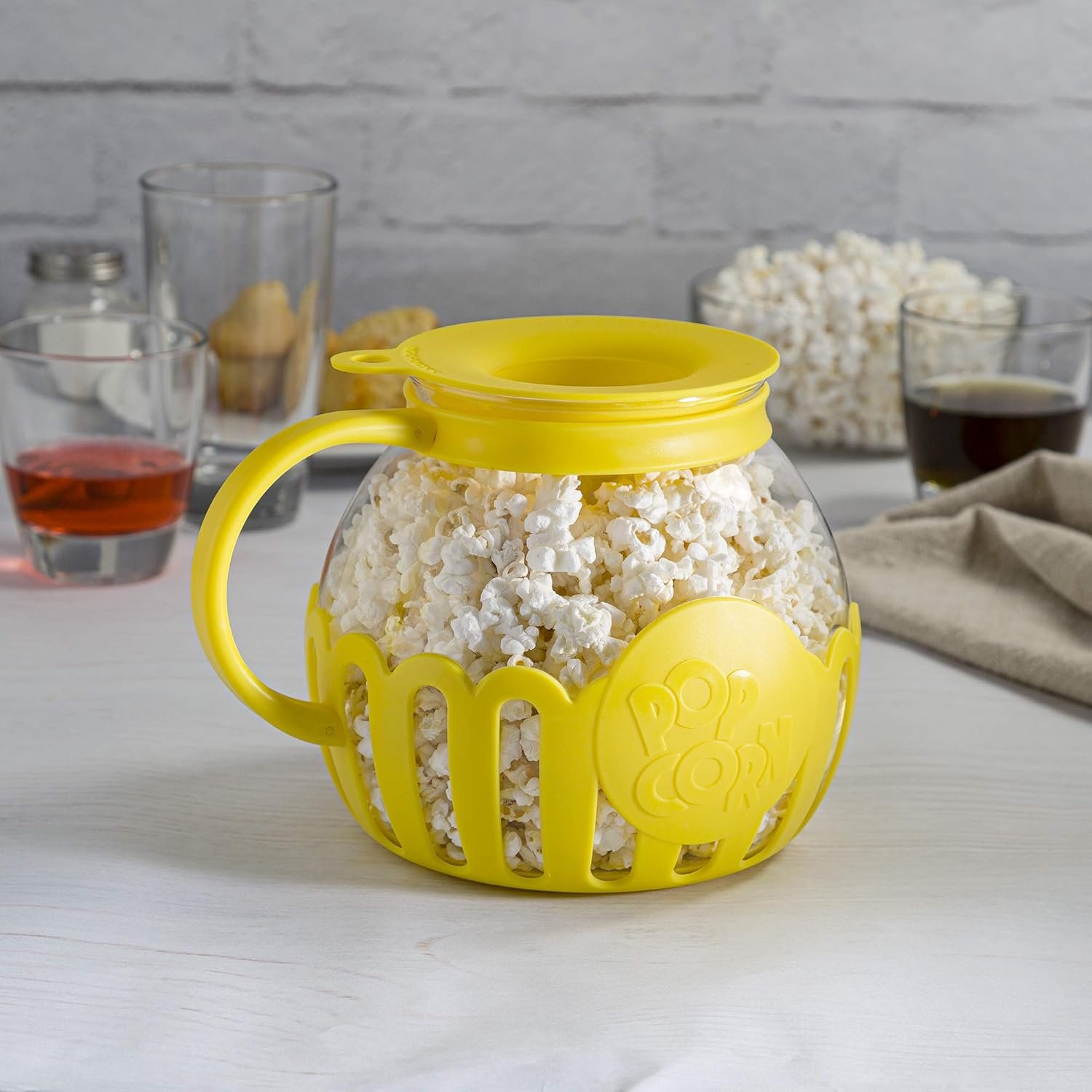 Ecolution Patented Micro-Pop Microwave Popcorn Popper with Temperature Safe Glass, 3-in-1 Lid Measures Kernels and Melts Butter, Made Without BPA, Dishwasher Safe, 3-Quart, Yellow - Image 8