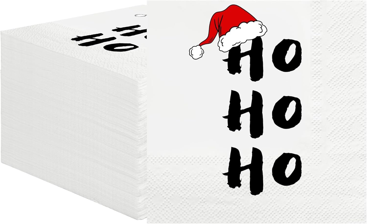 100 PCS Christmas HoHoHo Cocktail Napkins 3-Ply Santa Hat Paper Napkins Disposable Christmas Funny Paper Napkins for Xmas Winter Holiday Dinner Party Supplies, 5 x 5 inch - Image 2