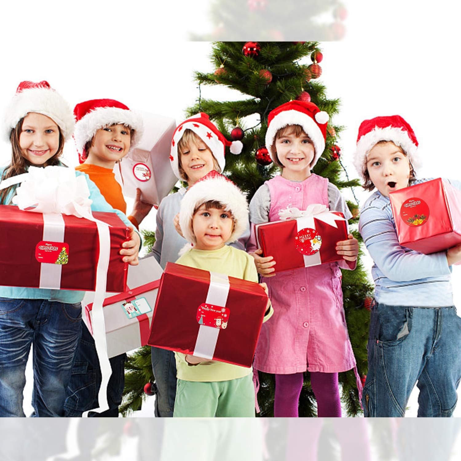 HongyiTime 144 Count Tags Sticker,Christmas Name Labels for Present,48 Jumbo Designs Christmas Stickers Name Tags,Holiday Present Label - Image 6