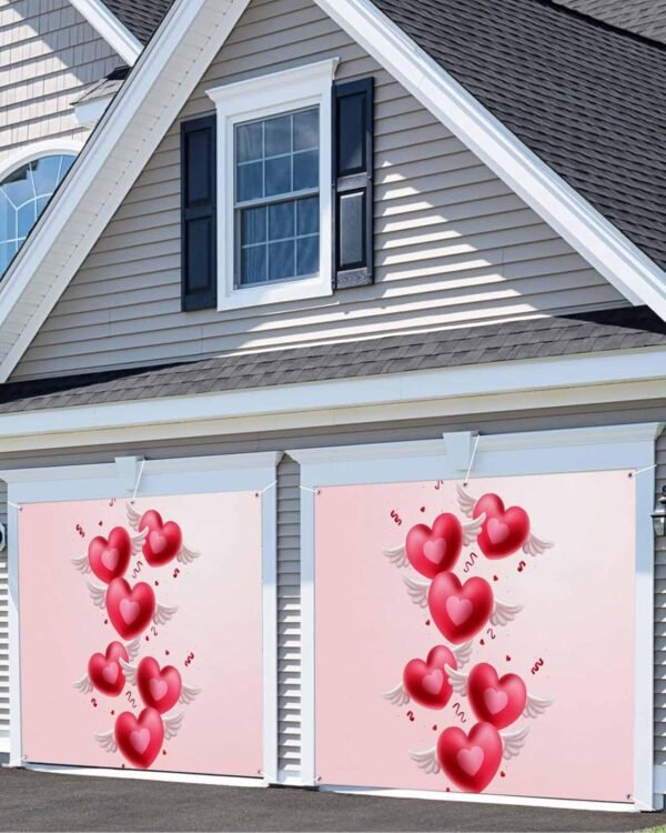 Valentines Day Garage Door Cover Decorations 7x16 Ft, Red Pink Love Heart Decorative Garage Door Banner, Large Outdoor Garage Hanging Backdrop Mural for Party/Holiday - Image 4