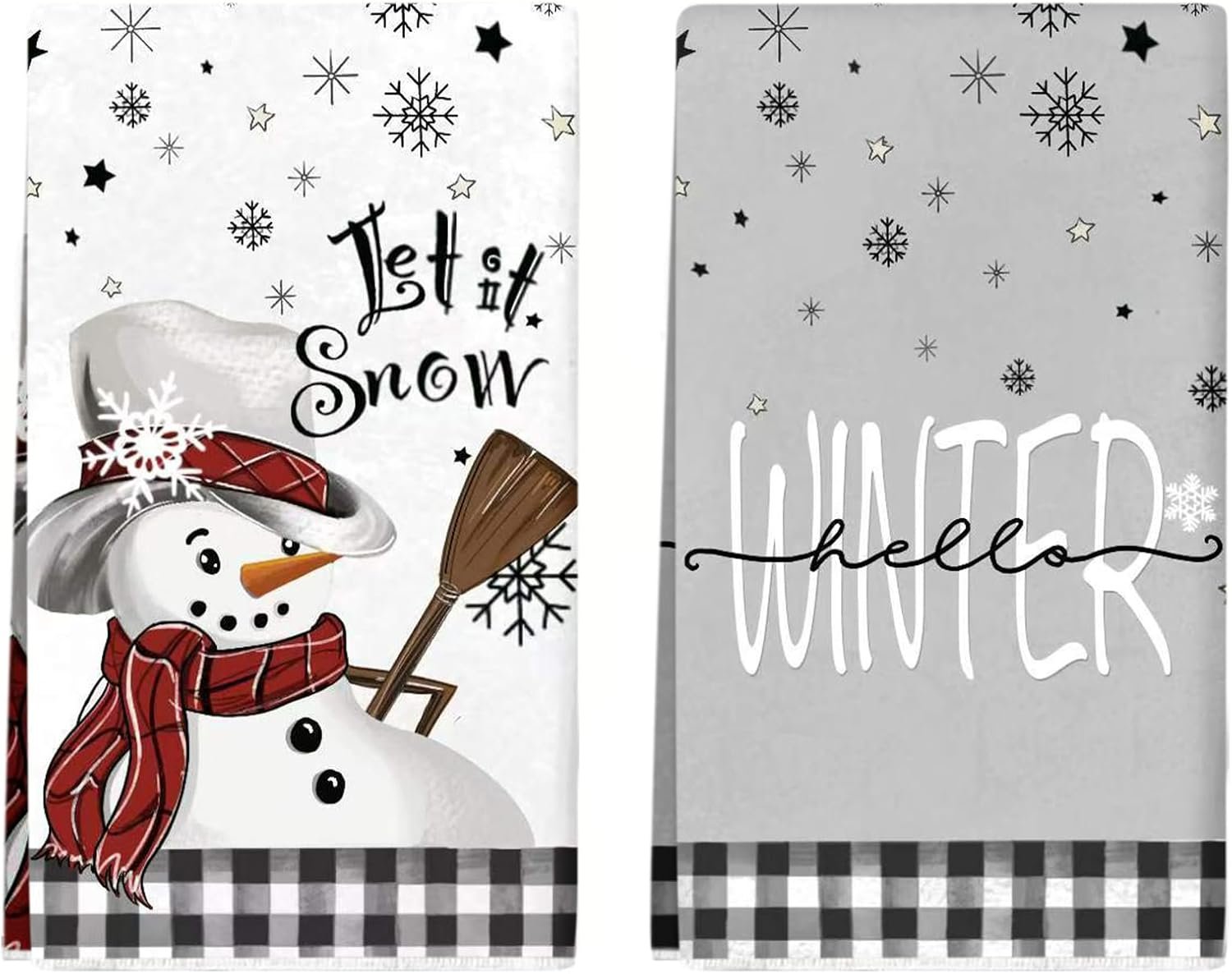 2 Pack Snowman Christmas Kitchen Towels Dish Towels, 16 Inch X 26 Inch, Lint Free Winter Decoration Hand Towels for Home - Image 2