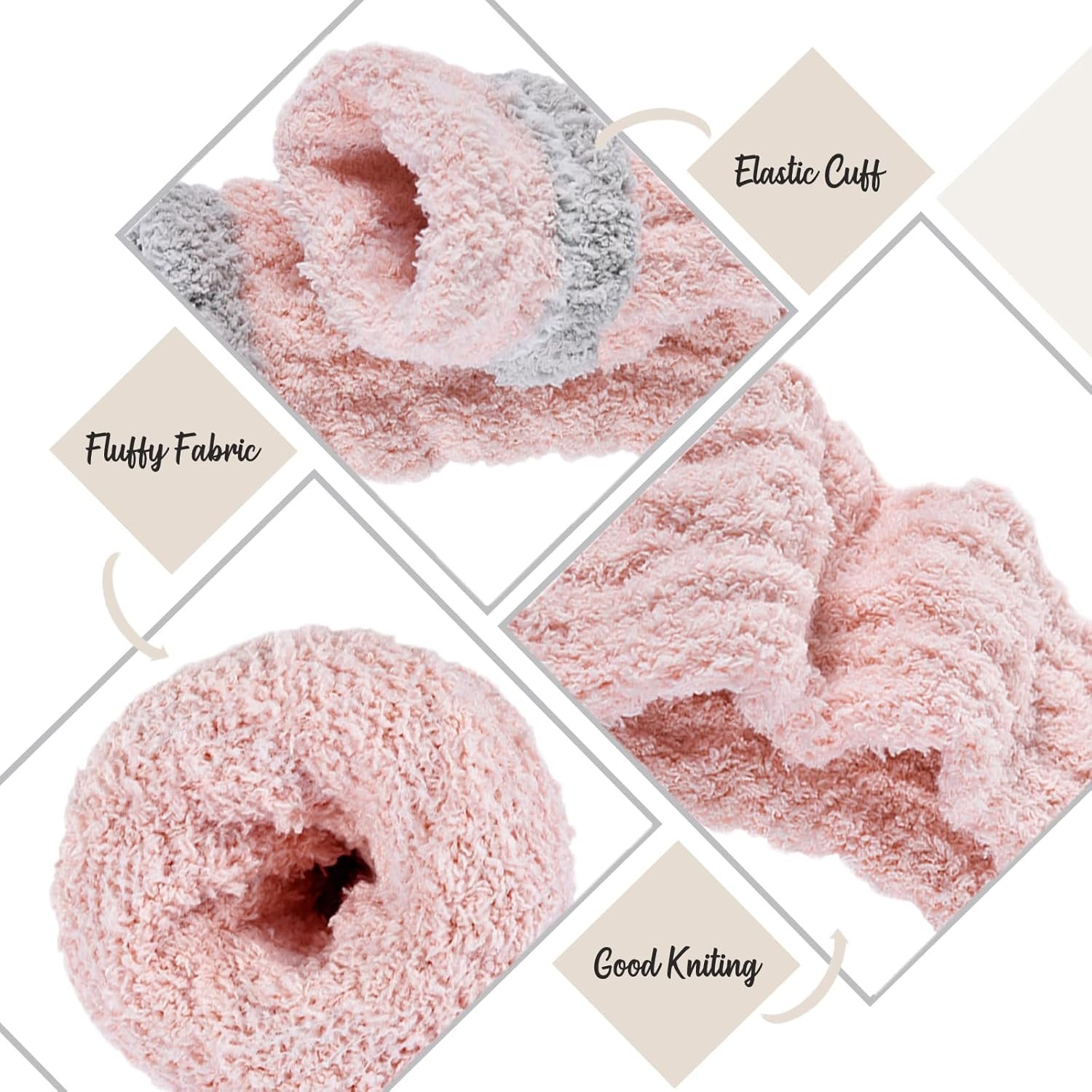 5 Pair Super Soft and Cozy Fuzzy Winter Socks for Women -Womens Fluffy Cozy Socks Warm Socks for Women Slipper Socks - Image 4