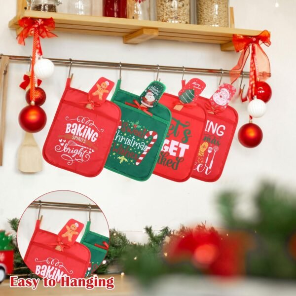 24 Pcs Christmas Baking Gift Set Christmas Pot Holders Oven Mitts Silicone Spatulas Baking Cookie Cutters Cooking Pocket Potholders Christmas Pot Holders Gift Set for Christmas Kitchen Gifts - Image 8
