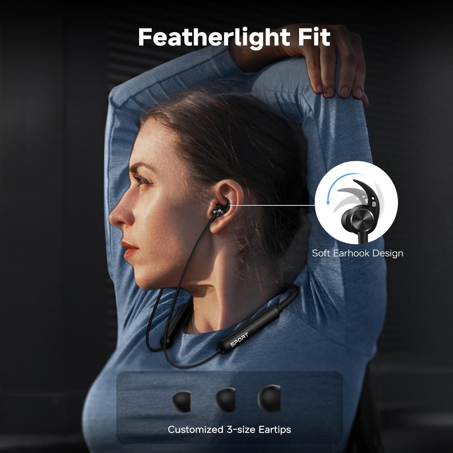 CXK Neckband Bluetooth Headphones, Bluetooth 5.3 Wireless Headphones 80Hrs Extra Long Playtime Stereo Bass in-Ear Headsets with Mic, IPX6 Waterproof Earbuds, Neckband Earphones for Sport, Business - Image 7